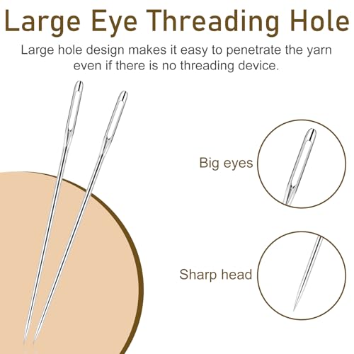 RITDVNI 50 Pcs Sewing Needles Large Eye Hand Sewing, 5 Sizes Embroidery Needles, Hand Sewing Needles, Stainless Steel Yarn Needle, Self Threading Needles for Hand Sewing