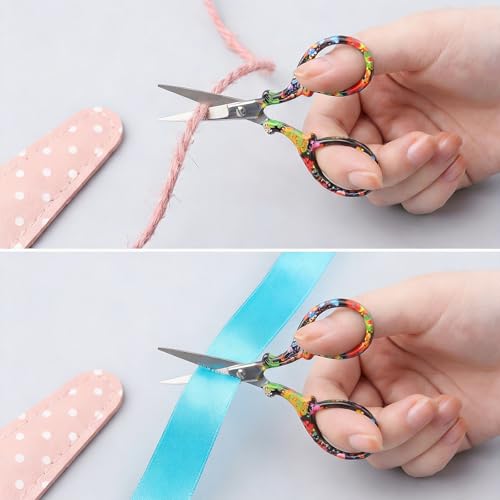 Asdirne Embroidery Scissors, Small Sewing Scissors with Leather Cover, Premium Stainless Steel, Suitable for Embroidery, Needlework, Sewing, DIY Crafts and Daily Use，2 Pack