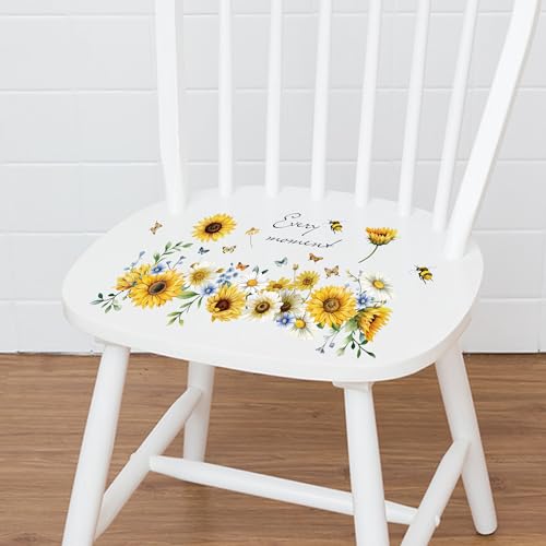 Joeyan Sunflowers and Bees Rub On Transfers for Furniture and Crafts - style: Sunflowers and Bees