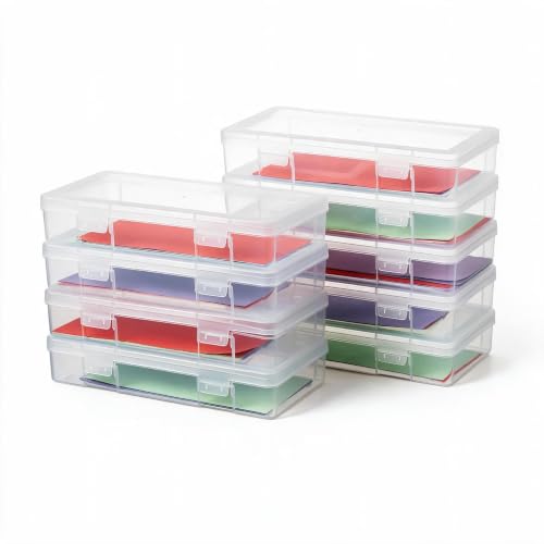 novelinks Clear Pencil Box and Small Plastic Storage Containers with Lids - color: 9 Pack Medium -Clear