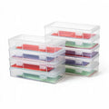novelinks Clear Pencil Box and Small Plastic Storage Containers with Lids - color: 9 Pack Medium -Clear