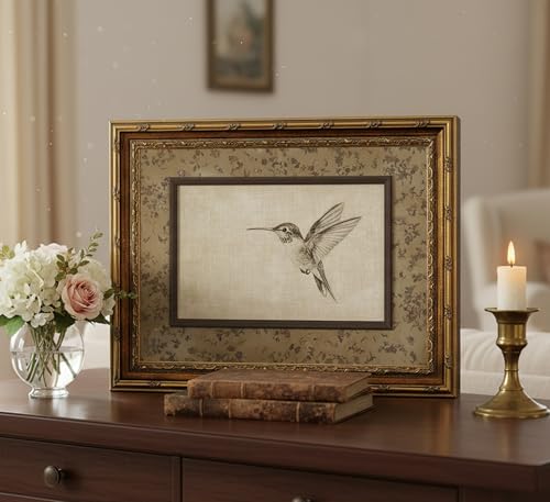 Gold Framed Vintage Bird Sketch Canvas Wall Art Farmhouse Cottage Neutral Bird Paintings Pictures Wall Decor Posters Prints Artwork for Bedroom Office Gallery Home Decoration - color: Bird, size: 11"L x 9"W