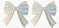 Gold Striped Bow Patch, 2-Pack, 3" x 3", Embroidered Iron-On for Hats, Bags, Jackets - color: Striped Bow - Gold