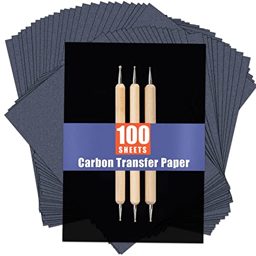 PSLER 100 Sheets Carbon Transfer Paper - Tracing Paper & 3 Embossing Stylus - size: A4 (100 Sheet with 3PCS Embossing Stylus)