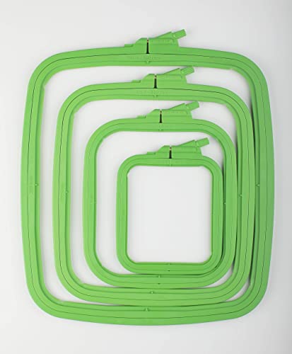 Nurge Square Embroidery Hoop - Plastic Cross Stitch Frame for Needlepoint & Embroidery - Adjustable Craft Hoop - Green - No:1 (X Small) - color: Green, size: No:1 (X Small)
