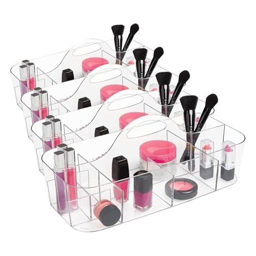 iDesign Clarity Cosmetic Organizer Tote for Vanity Cabinet to Hold Makeup, Beauty Products - Clear 14.5" x 7" x 5.75" (Pack of 4) - size: Large (Pack of 4)