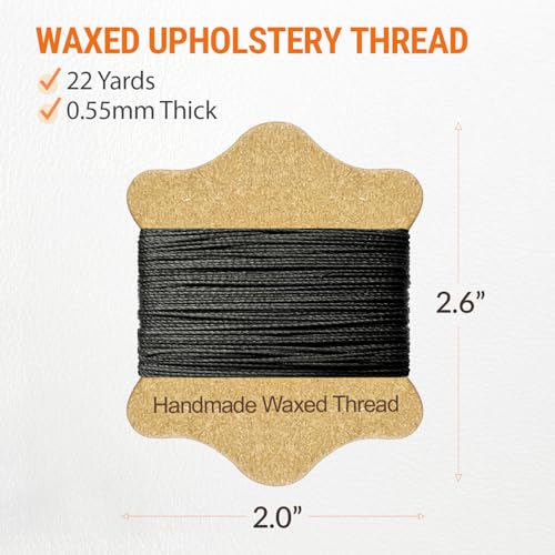 VONEEDL Upholstery Repair Kit: Waxed Sewing Thread (Black Color) & Heavy Duty Needles (11 PCS) for Leather, Canvas & Quilting Thread - color: Black
