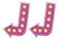 Embroidered Neon Sign Arrow Patch, 3" x 2", Pink, Iron-On for Hats, Bags, Jackets, 2-Pack - color: Neon Sign Arrow