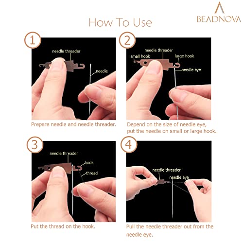 BEADNOVA Needle Threaders 20pcs Stainless Steel Sewing Needle Threader for Hand Sewing Large Eye Cross Stitch Embroidery Craft Knitting Quilting