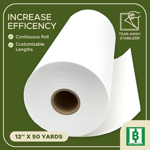 HBI Tear Away Embroidery Stabilizer Roll, 1.8 oz Medium, 12 in x 50 yd - size: 12" x 50 Yds