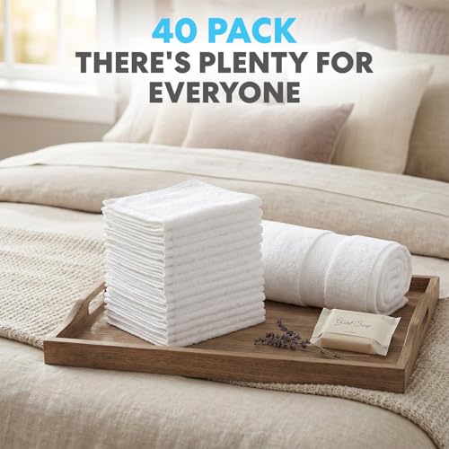 Simpli-Magic Cotton Washcloths White, 40 Pack, Size: 12”x12” - style: Washcloths