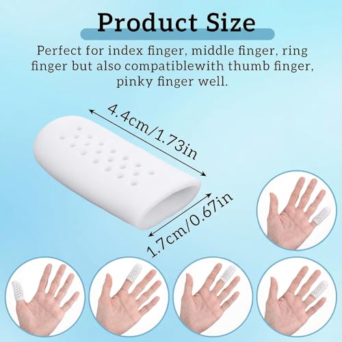 16 Pcs Silicone Finger Sleeve Gel Finger Cot with Air Holes Breathable Fingers Picking Prevention Anti Nail Protectors for Fingers Tips Toe Sleeves Protector for Wound Cracking - color: White