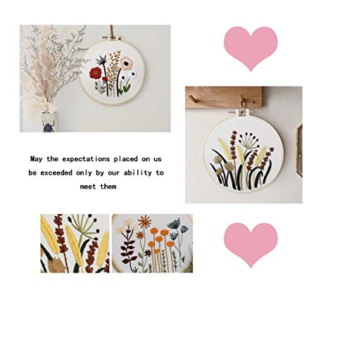 3 Sets of Beginner Embroidery Kits with 3 Patterns and 6 Needles, Needlepoint Kits for Adults,Including Embroidery Floss,3 Plastic Hoops and 3 Cotton Fabric