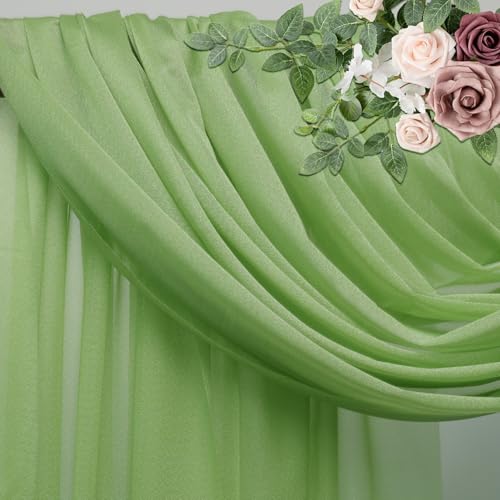 Wedding Arch Draping Fabric 1 Panel Sage Green Sheer Backdrop Drapes - color: Sage Green, size: 1 Panel
