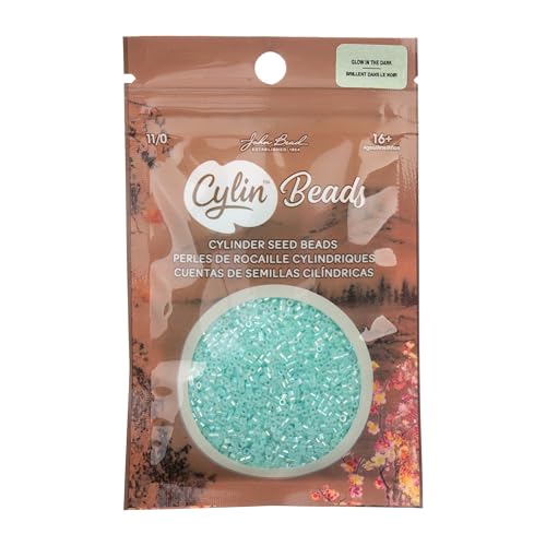 John Bead 25g Cylin Beads Green Glow in Dark AB 11/0 Glass Cylindrical Seed Beads for Jewelry Bracelets Necklaces Earrings Making Embroidery - color: Green Glow in Dark AB
