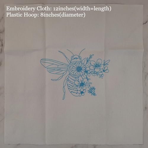 Esffaci Embroidery Starter Kit for Adult Beginner with Bee Pattern Hand Embroidery Set with Embroidery Cloth Hoop Needle Threader Embroidery Floss and Instruction - color: Bee A