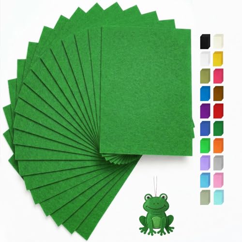 Green Felt Fabric Sheets Stiff 20 Pcs 8" X 12" 1mm Thick - color: Green