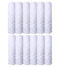 La closure Ladies White Hankies Cotton Embroidery Lace Wedding handkerchiefs - size: Pack of 24