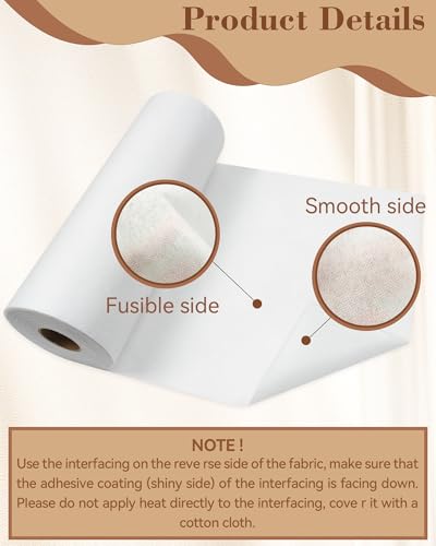 FIVEIZERO Medium Weight Non-Woven Fusible Interfacing for Sewing-12in×30yd - color: white-medium, size: medium weight