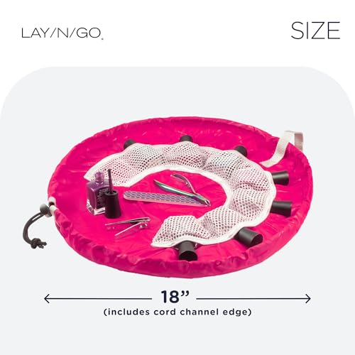 Lay-n-Go NailSpa 18″ Portable Nail Station Supplies & Cosmetic Lay Flat Organizer Bag— Travel Manicure Kit w/Mesh Pockets & Machine Washable (Pink) - color: What A Doll (Pink)