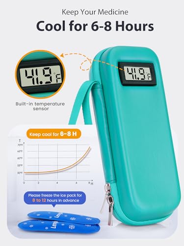Cooler Travel Case Compatible with Zepbound or Mounjaro Pens, Real-Time Temperature Display Portable Medicine Travel Bag, TSA Approved Reusable Ice Pack, Insulin Organizer for Daily Use (Green) - color: H2 Green