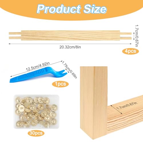 4 PCS Embroidery Stretcher Bars Frame Set - Wooden Needlepoint Frame Kit, Adjustable Needlework Frame for Embroidery, Cross Stitch, Canvas & DIY Crafts (7.8in) - color: 7.8in