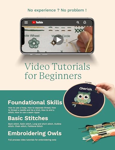 Bradove Owls Embroidery Kit for Beginners with Patterns - color: Owl
