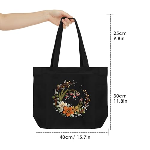 ERKOON Canvas Tote Bag Embroidery Kit for Beginners, Floral Arts Crafts Cross Stitch Kits for Adults Including Stamped Embroidery Bag with Hoops, Needle, Instruction and Color Threads (Flower) - color: Flower