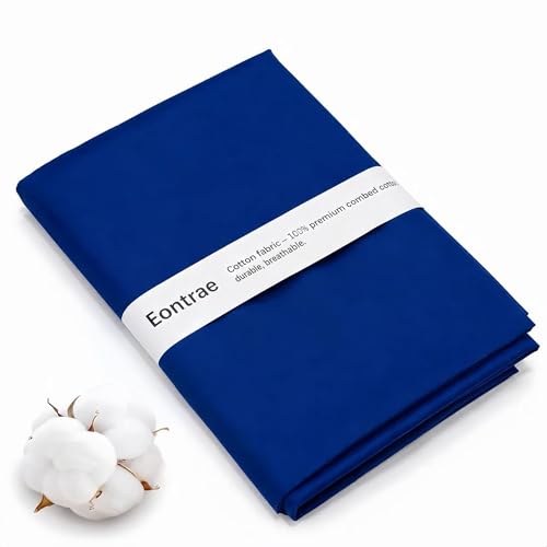 Royal Blue Cotton Fabric 3 Yards, 100% Natural Cotton Poplin Fabric by The Yard, 59 Inches Wide Lining Fabric for Sewing Apparel Cloth Hard-Wearing & High-Density Embroidery Quilting, Sewing Material - color: Royal Blue, size: 3Y