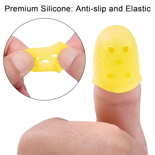 Wisdompro 16 Pcs Finger Tips, 4 Sizes Thimble Fingertip Grips -Aqua, Yellow - color: Aqua & Yellow