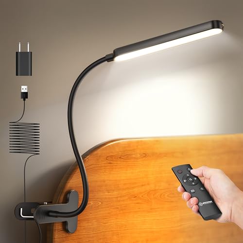 Glocusent Clip On Lamp, 5 Color & 5 Brightness - color: Black