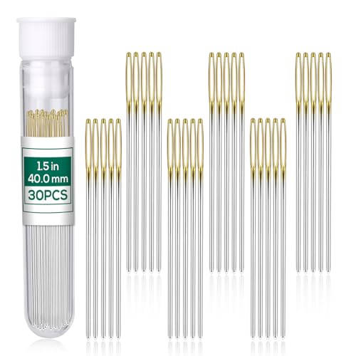 FTEVEN 30PCS Cross Stitch Needles, Size 22 Embroidery Needles Large Eye - size: golden 1.5in