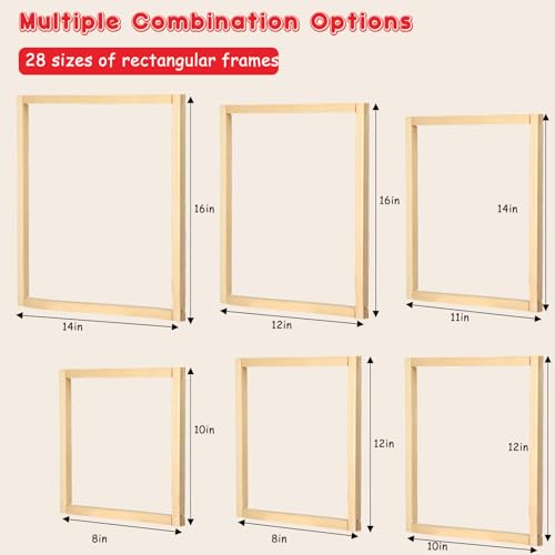 16 Pcs 8 Sets, 6 Sizes Wooden Stretcher Bars for Needlework,Embroidery Set - color: 16