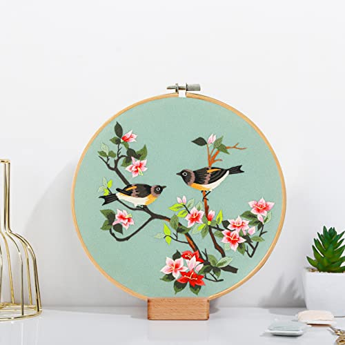Santune 3 Pack Embroidery Kit for Adults Cross Stitch Kits for Beginners with Bird Patterns,3 Instructions,1 Hoop,Threads and 6 Needles,Hand Needlepoint Sets for Women - color: Cut Bird Series