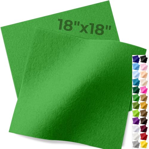 IONTACH 18" X 18" Soft Felt Sheets 1.6mm Thick (2 Packs, Green) - color: Green
