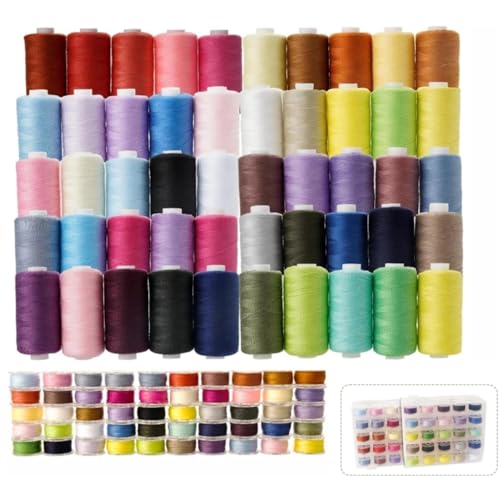 100Pcs Bobbins Sewing Threads Kit 50 Colors 500 Yards Sewing Polyester Thread Spools with 50Pcs Same Color Prewound Bobbins for Hand Sewing DIY Emergency Travel Sewing Machine Use (50 Colors) - color: 50 Colors