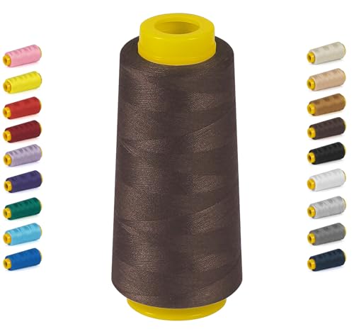1800 Yards Serger Thread-Dark Brown, All Purpose Thread Sewing - color: 004-Dark brown, size: 40S/2