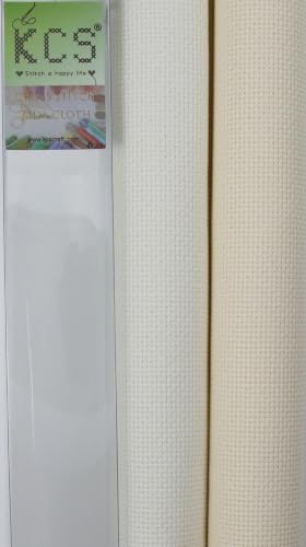 KCS 2 pc of 15" x 18"(38cmx45cm) 18 Count Cross Stitch Cotton Aida Cloth Needlework Fabric Box (Antique White+Cream, 18CT) - color: Antique White+cream, size: 18CT
