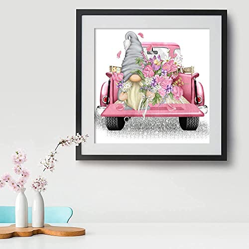 Tiwabb Gnome Truck Flower Stamped Cross Stitch Kits for Adults Beginners - color: Gnome Truck Cross Stitch - 1