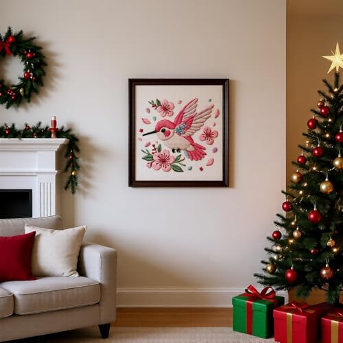 JJFox Embroidery Kit for Beginners and Adults, DIY Hand Embroidery Starter Kit with Cute Pattern, Cross Stitch Needlepoint Set with Hoop, Threads and Instructions (Hummingbird) - color: Hummingbird