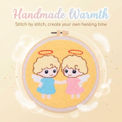 Harimau Punch Needle Kit Twelve Zodiac Signs Pattern,1Pc Embroidery Hoop, Essential Punch Needle Supplies,Ideal Punch Art for Beginners,DIY Adults Embroidery, Video Teaching - color: 65277