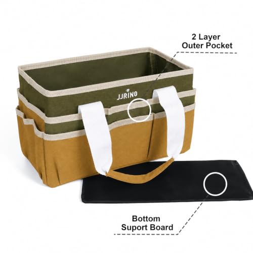 JJRING Craft Organizer Tote Bag Art Storage Caddy Dark Green and Brown - color: Dark Green&Brown, size: Small