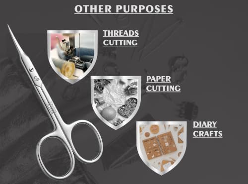 SILLVER Cuticle Scissors Extra Fine Curved, Super Slim Small Scissors with Precise Pointed Tip, Beard, Eyelash, Mustache, Dry Skin - Manicure Scissors - size: Slim 3.1-1mm Blade Width