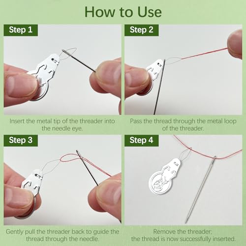 Embroidery Needle Threader Tool – 100 PCS Aluminum & Steel Wire Threaders for Hand Sewing, Cross Stitch, Knitting, Quilting, and Sewing Machines