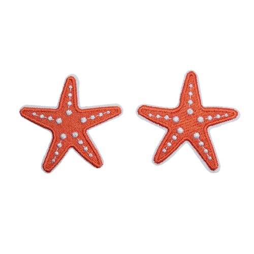 2PCS Embroidery Patches with Starfish Pattern,Iron-on/Sew-on,2.17inches - style: 2pcs Starfish Patches