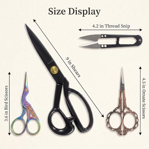 BIHRTC Professional 9 inch Dressmaking Tailor Scissors Small Embroidery