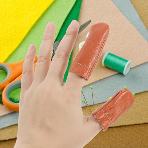 20Pcs Leather Finger Cots Needle Felting Finger Protectors for Hand Craft Sewing Needlework Handmaking Random Color