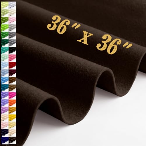 Large Felt Fabric Sheet 36 x 36 Inch, 1.6mm Thick(Brown) - color: Brown