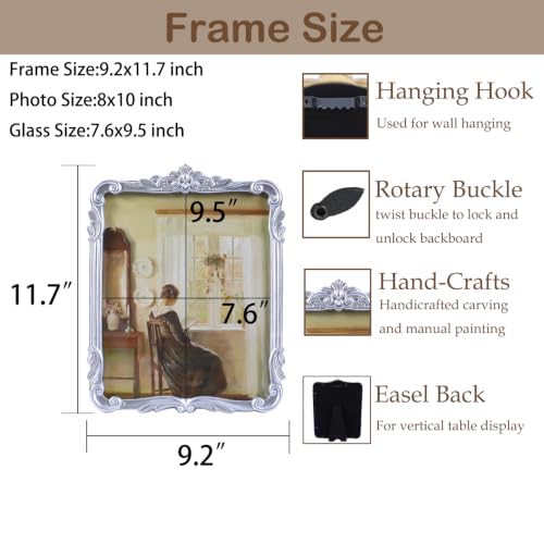 Vintage Picure Frames 8x10 Antique Victorian Silver Frame Wall Decor - color: Silver, size: 8x10