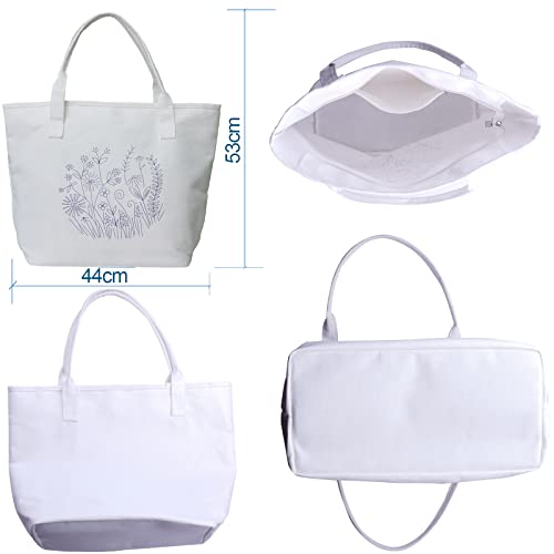 Embroidery Kit Canvas Tote Bag with Patterns for Beginners, Personalized Canvas Bag Kits, Bamboo Embroidery Hoop, English Instruction for DIY Crafts with Tools - color: Multi 1